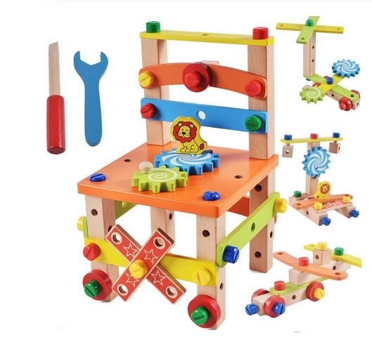 Educational Wooden Block Chair Construction Set