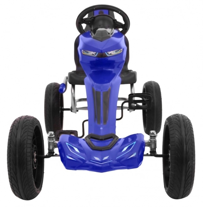Grand Ride Pedal Go-Kart for Kids 3+ Blue + EVA Wheels + Adjustable Seat + Hand Brake