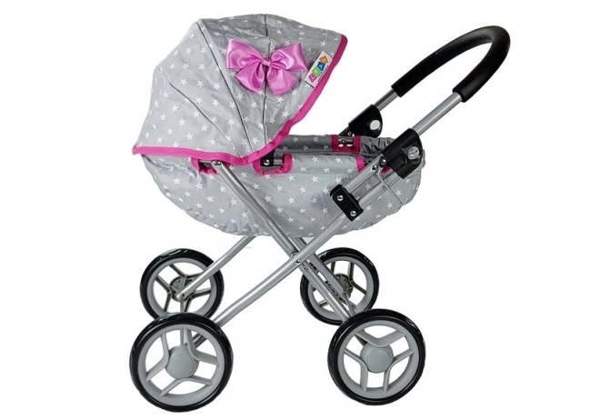 Alice doll stroller grey and pink with stars