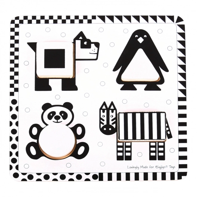 Bigjigs Toys Wooden Black and White Shape Puzzle