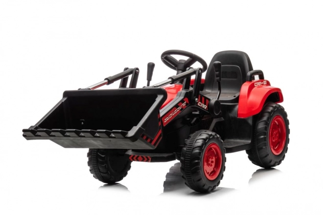Trattore rosso per bambini con batteria ricaricabile e pala