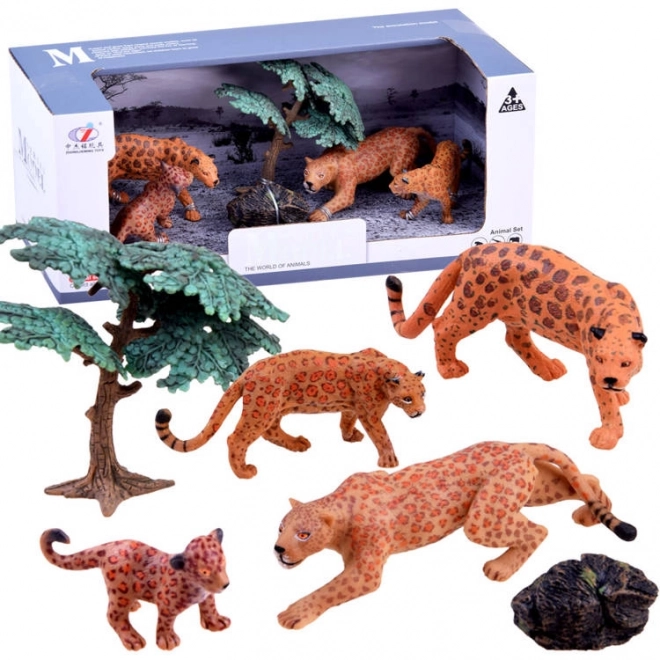 Safari Animal Figures Set with Leopard – C