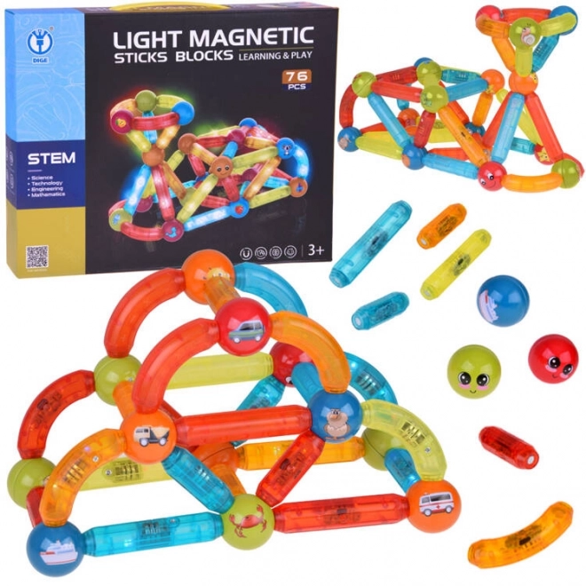 3D Colorful Illuminated Magnetic Blocks for Children