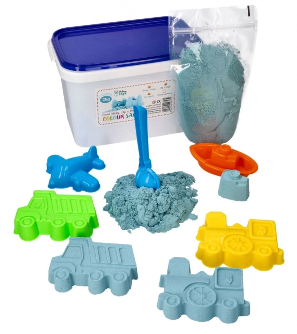 Kinetic Sand 2kg Blue with Vehicle Molds + Shovel