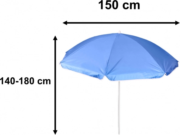 Parasol pliable réglable avec protection UV 150 cm bleu