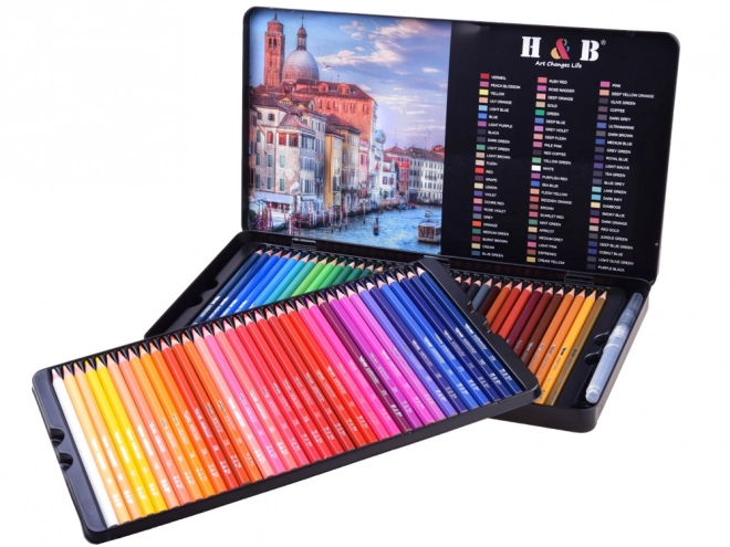 Watercolor Pencil Set 72 Colors with Metal Case