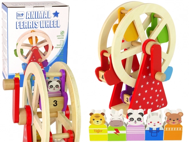 Rotating Wooden Ferris Wheel Figures