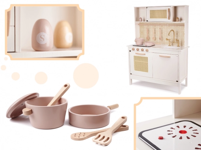 Wooden Retro Play Kitchen Set with Accessories