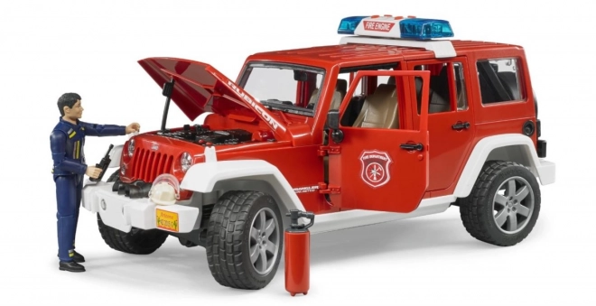 Bruder Red Fire Jeep Wrangler with Firefighter Figure and Accessories