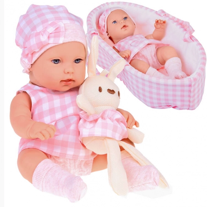 Newborn Doll with Pink Hat and Bunny Toy