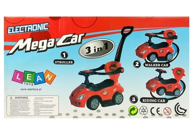 Mega Car 3v1 Push Ride Blue