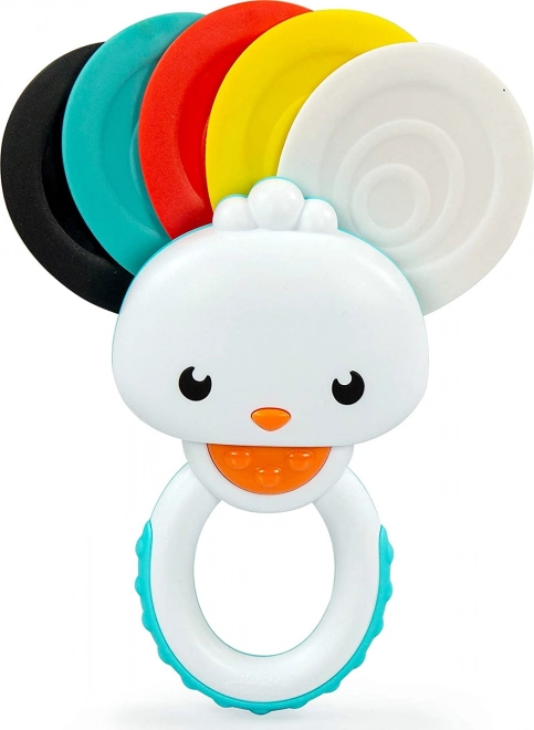 Clementoni Baby Rainbow Peacock Rattle and Teether 2-in-1