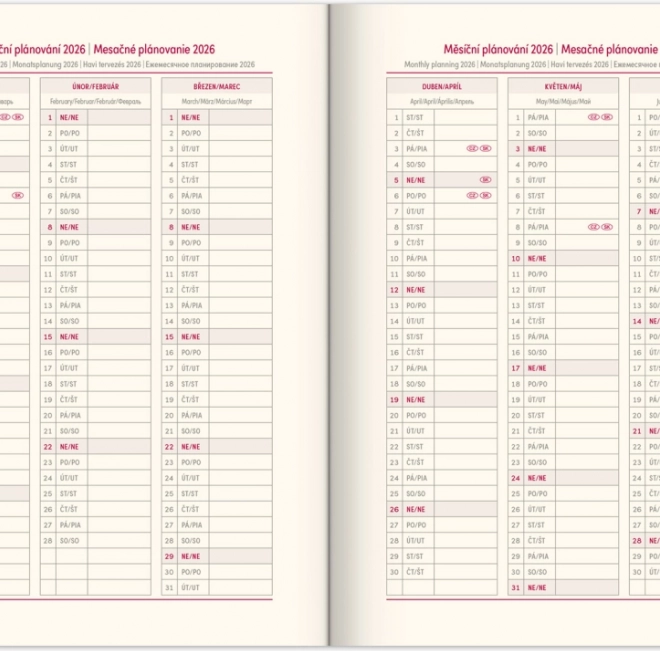 Daily Planner Notique Essenza 2026, Coffee, 15 x 21 cm