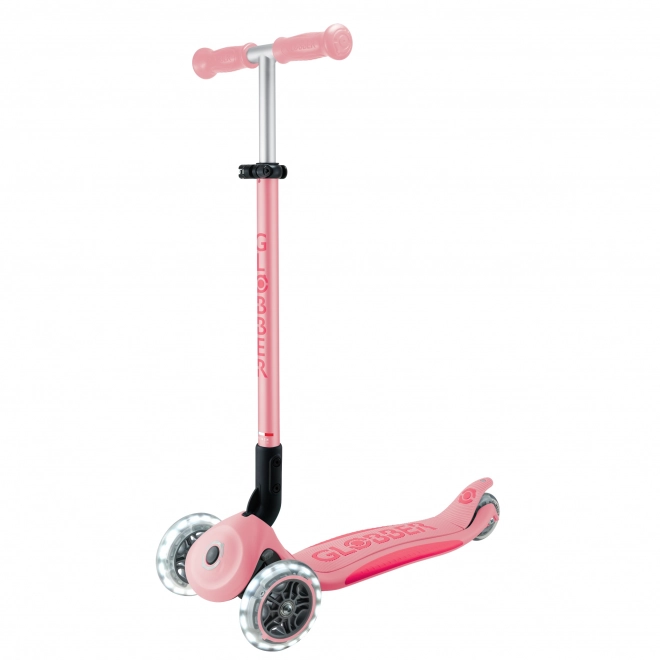 Globber Kids Three-Wheel Scooter Primo Foldable Plus Lights V2 Pastel Pink