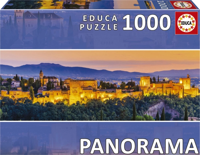 Educa Panoramic Puzzle Sunset in Spain: Alhambra, Granada 1000 Pieces