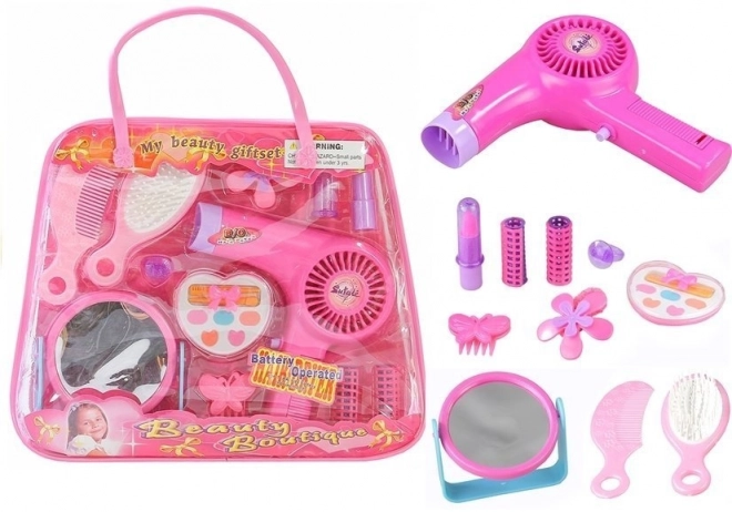 Beauty Set with Hairdryer and Cosmetic Bag