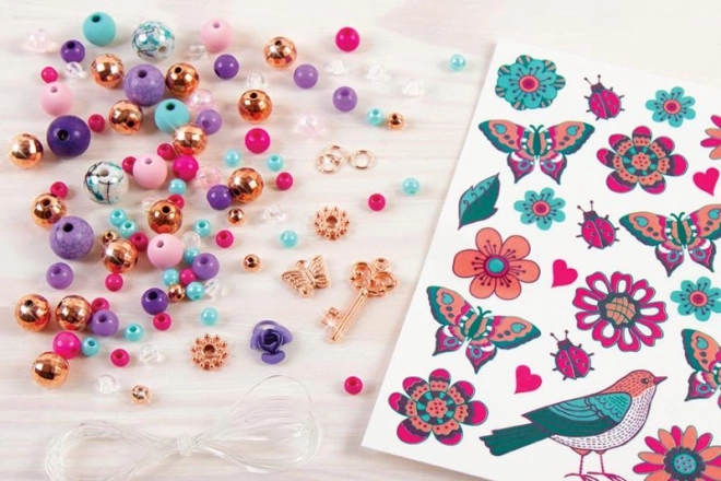 Flower Themed Bracelets and Tattoos Set