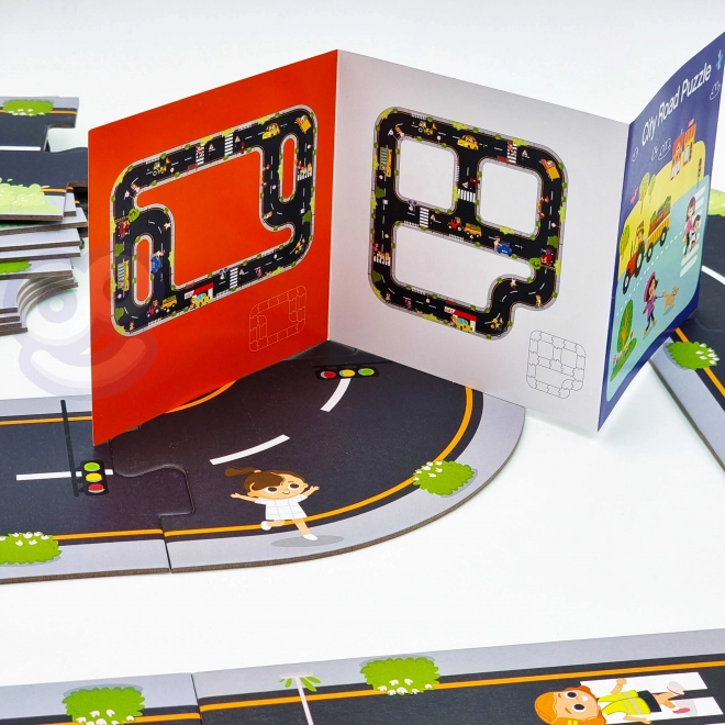 Woopie Green Stadtpuzzle für Kinder - Autorennbahn