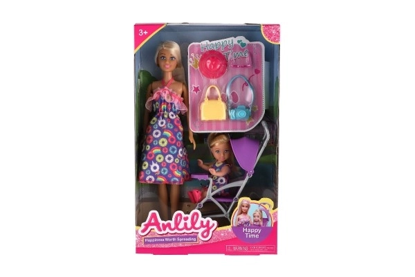 Anlily Mother Doll with Baby and Stroller Set