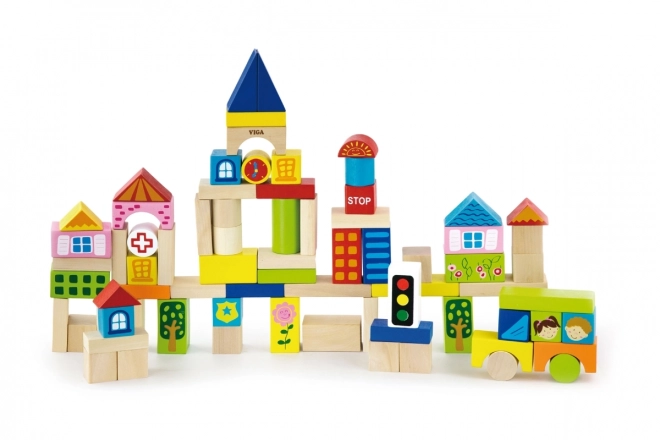 Wooden Building Blocks Set - City