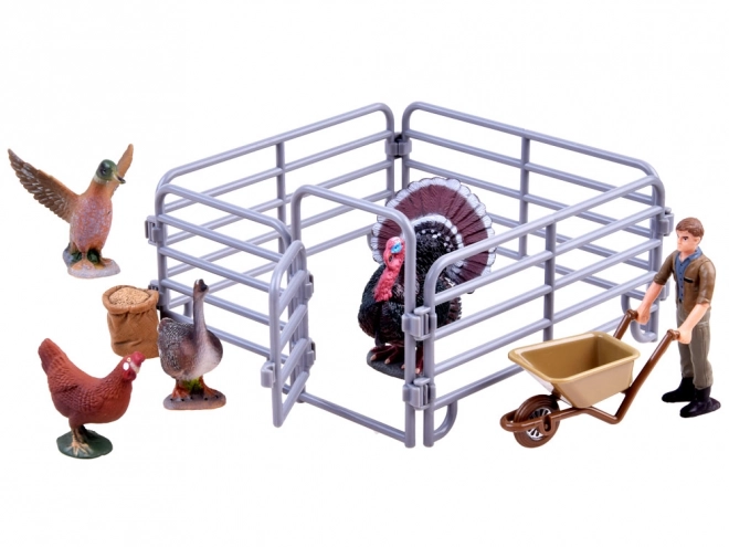 Farm Animal Figurine Set with Ostrich and Chicken – A