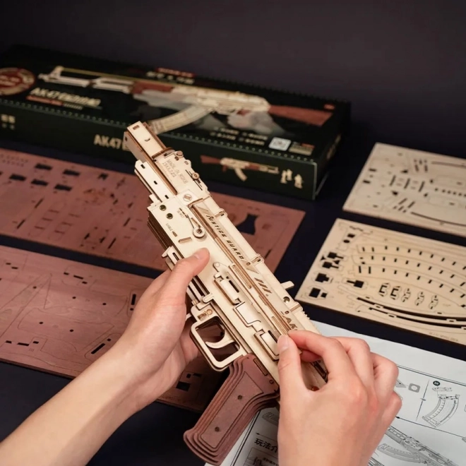 RoboTime 3D Wooden Mechanical Puzzle AK-47 Assault Rifle