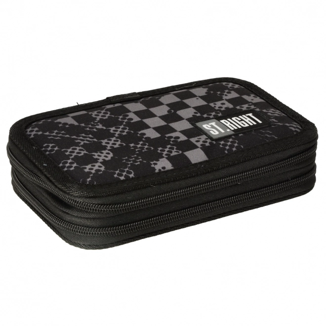 Double Compartment School Pencil Case Checkered