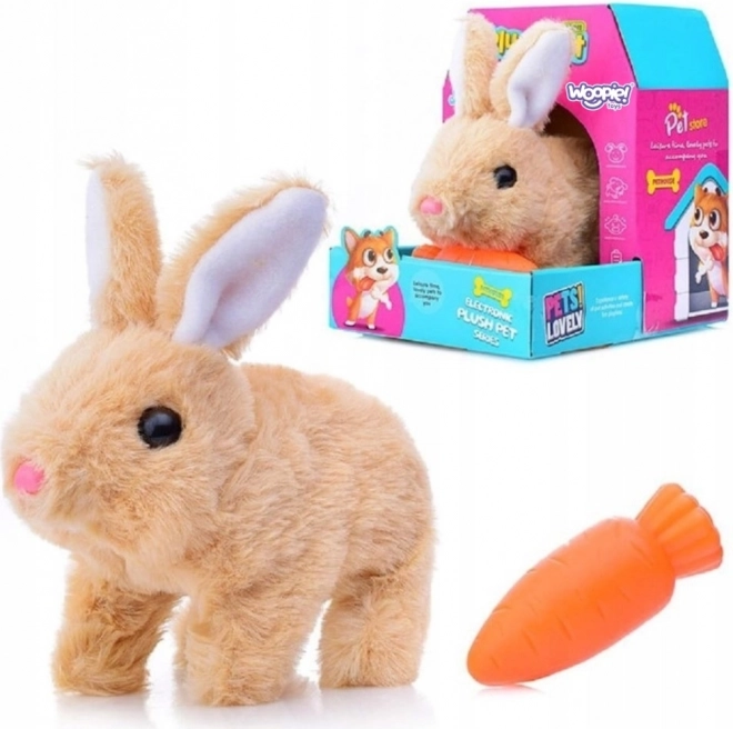 Coniglietto di peluche interattivo con carota WOOPIE – beige