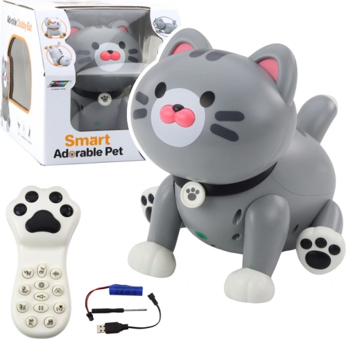 Gattino robotico interattivo RC con telecomando – grigio