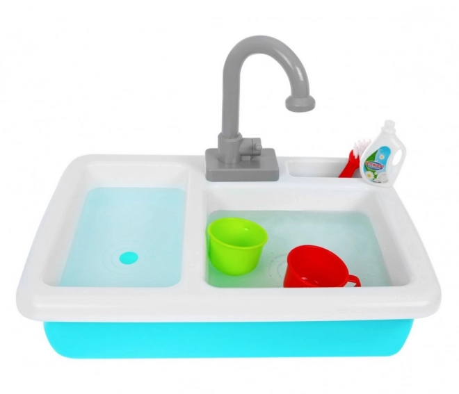 Children's Toy Sink with Faucet and Dishware Set