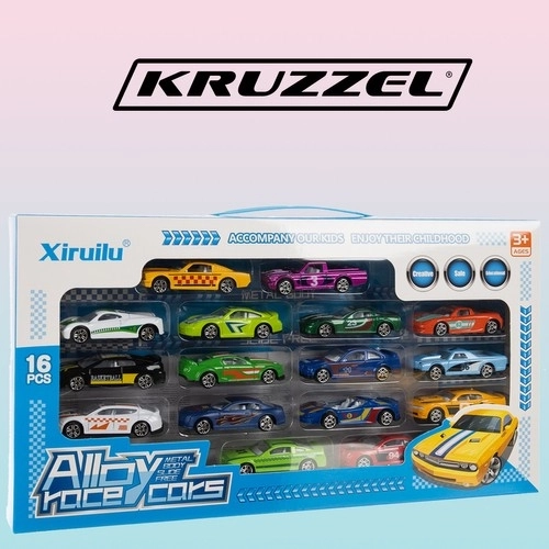 Colorful Diecast Cars Set 16 Pieces