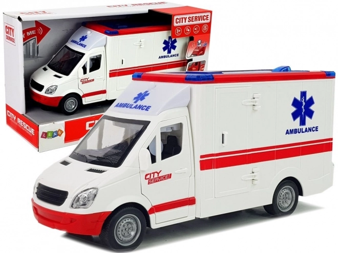 Friction-Powered Ambulance Toy with Sound and Lights