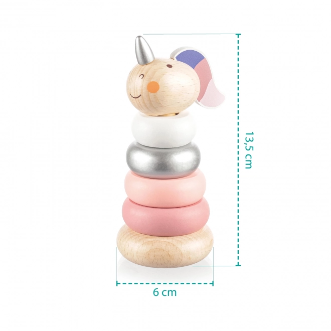 Wooden Stacking Unicorn Rings - Pink