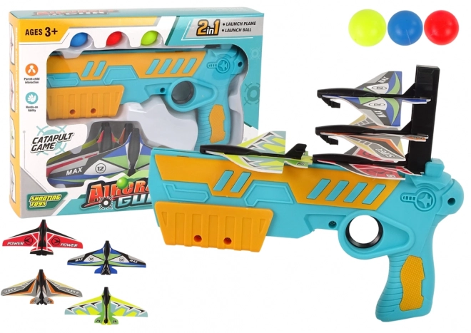 Airplane Launcher Gun 2-in-1 with Ball Shooter