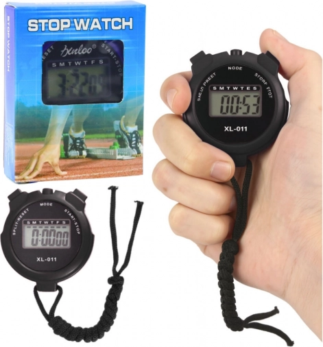 Cronometro sportivo digitale con display LCD, nero