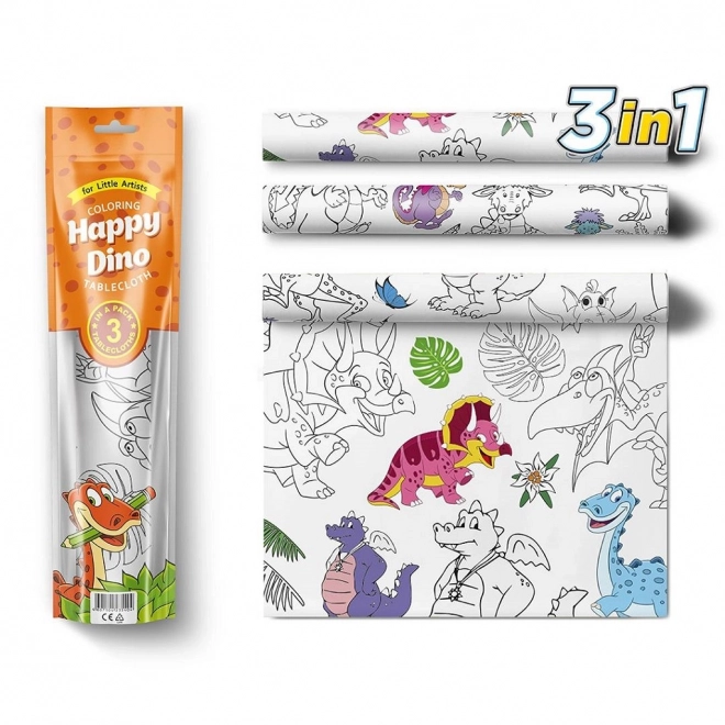 Coloring Tablecloths Happy Dinosaurs Set