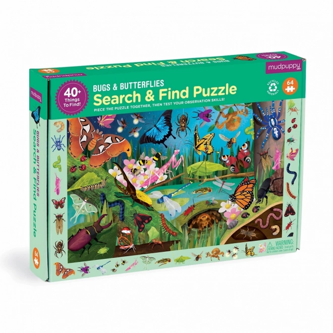 Mudpuppy Beetles and Butterflies Puzzle 64 Pieces