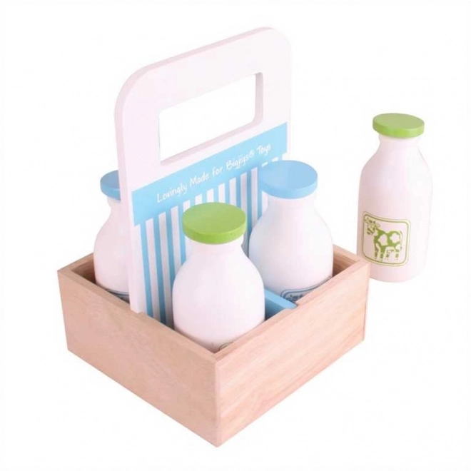 Wooden Milk Set in Carrying Crate