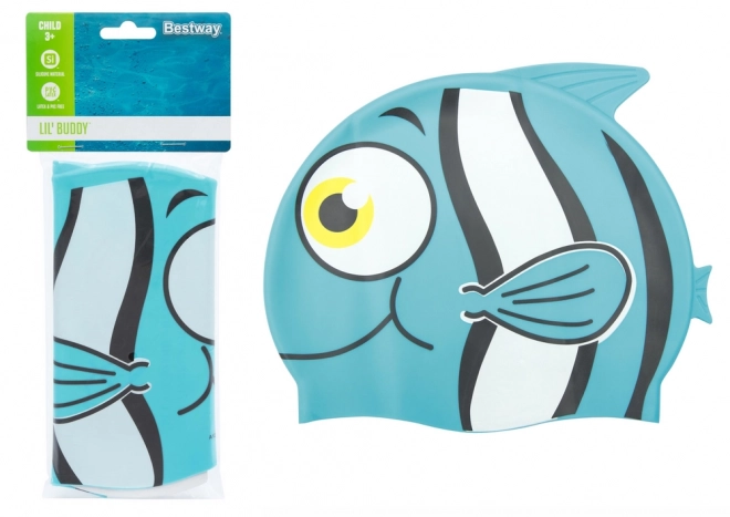 Blue Fish Swim Cap for Kids