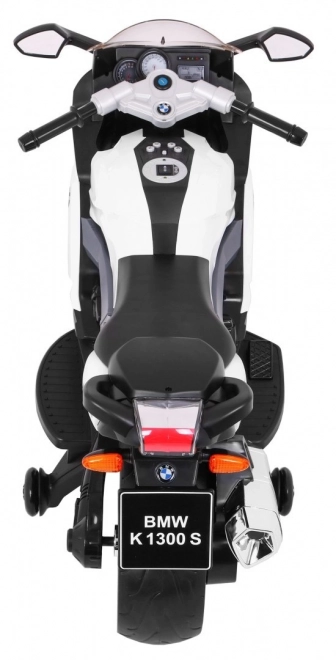 BMW K1300S Children's Battery Motorcycle White + Training Wheels + Sounds, Lights + Slow Start