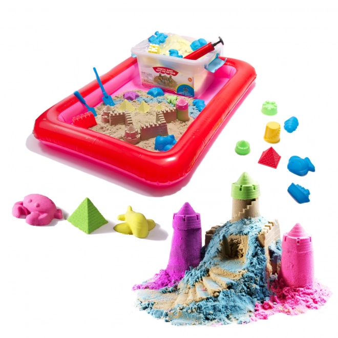 Pink Kinetic Sand Set with Molds and Sandbox