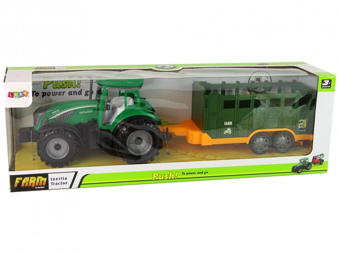 Green Farm Tractor with Detachable Trailer