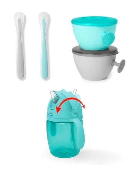 Easy-feed feeding set teal grey