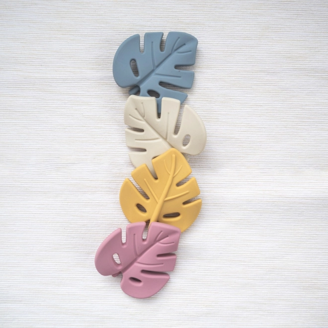 Silicone Baby Teether Leaf Dove Grey