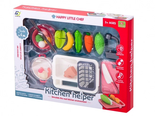 Vegetable Cutting Set with Sink and Accessories for Kids