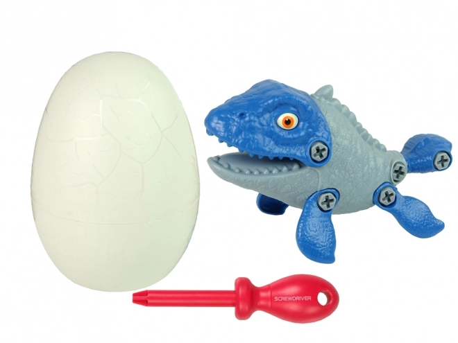 Dinosaur Mosasaur DIY Set with Egg and Screwdriver Blue