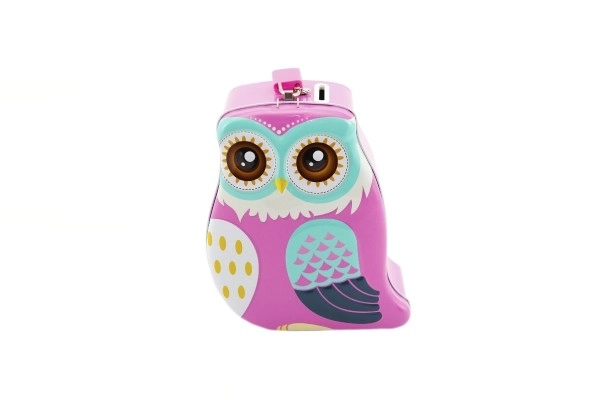 Metal Owl Money Box with Lock