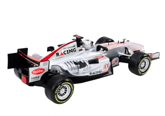 Remote Controlled Silver Racing Car with Lights and Sounds