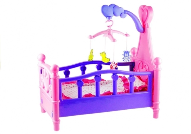 Large Doll Crib with Mobile and Bedding