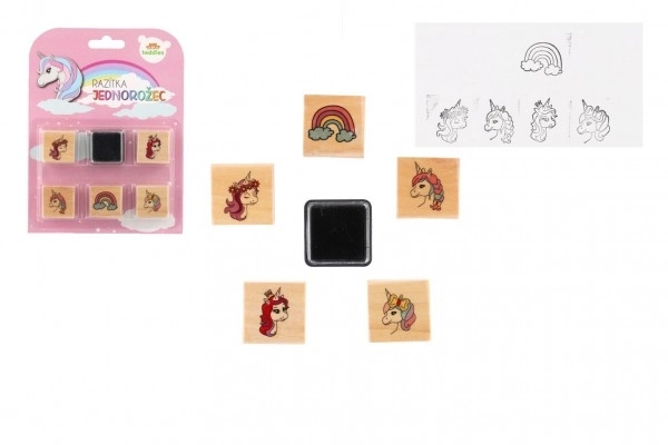 Unicorn Wooden Stamps Set with Ink Pad